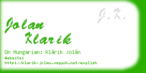 jolan klarik business card